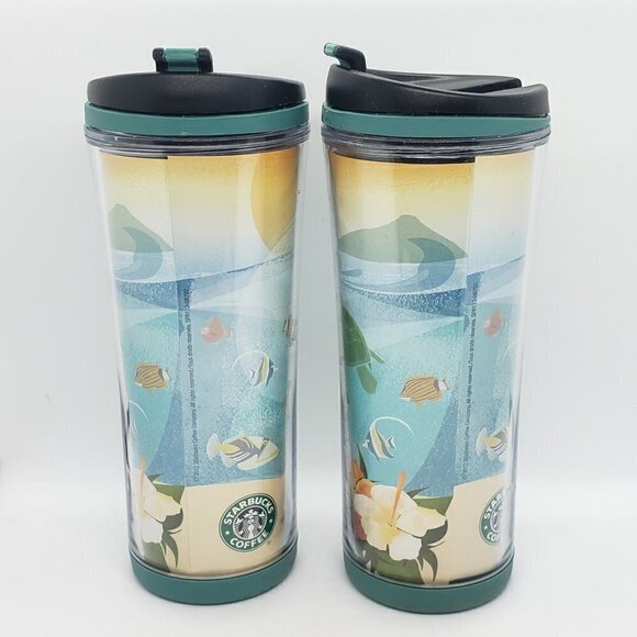 Aloha Hawaii Set Of Two Starbucks Travel Tumblers 12oz - Picture 4 of 6